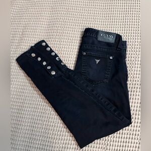GUESS Daredevil black Skinny Jeans with Silver Snaps women’s 26